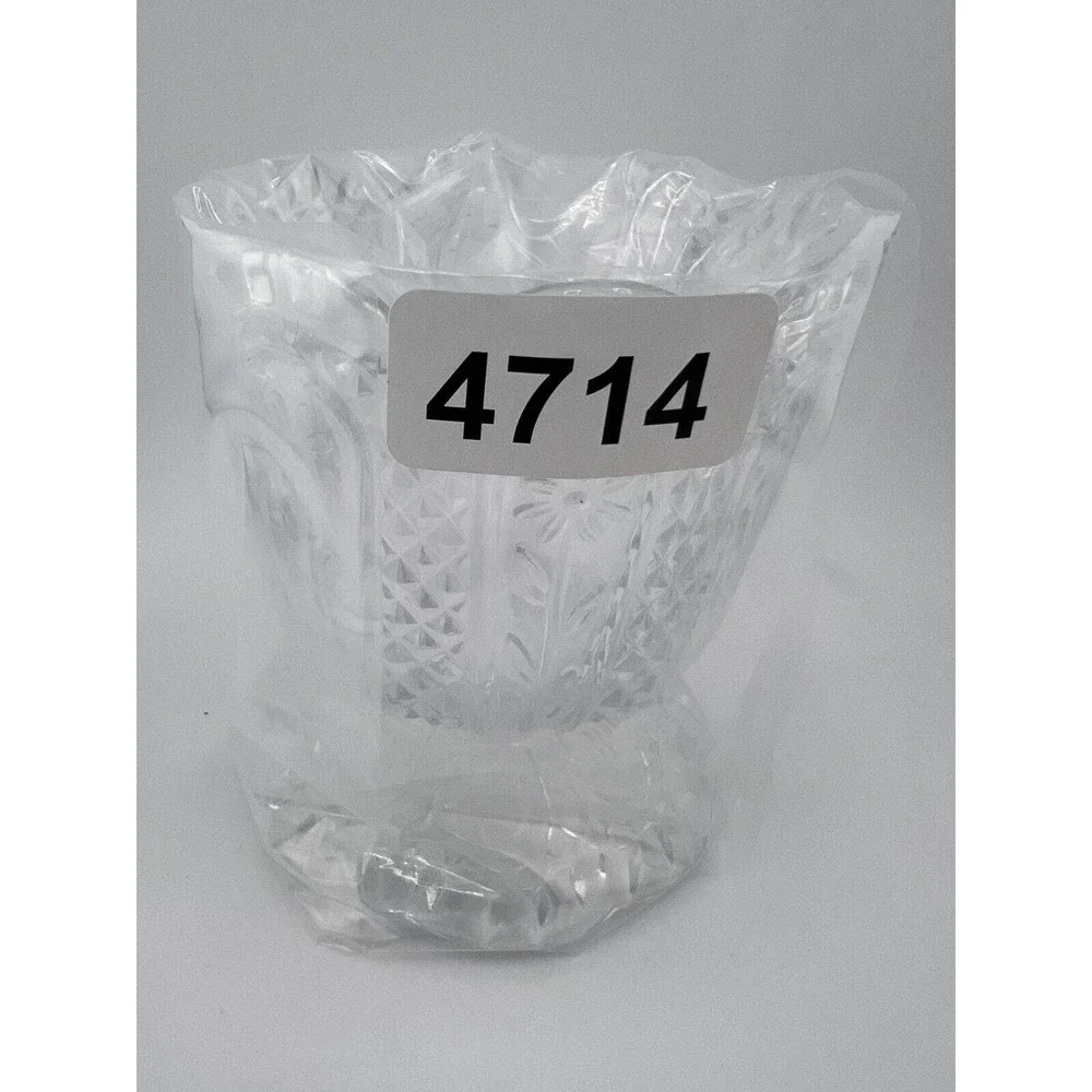 Vintage Avon Fostoria Floral Clear Glass‎ Scalloped Edges Footed Candle Holder